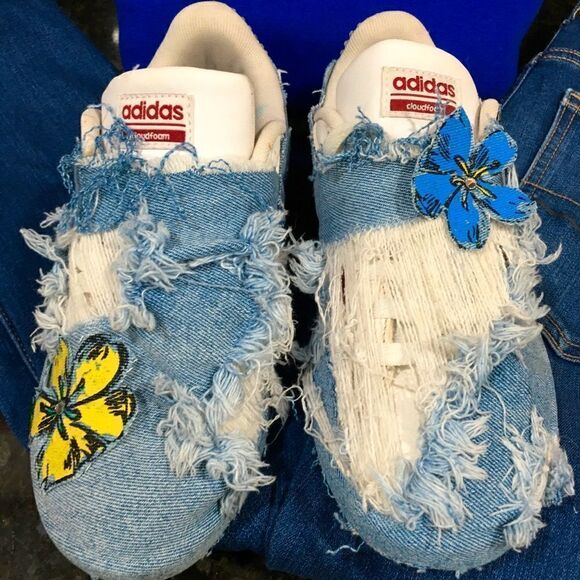 Custom distressed Bling Adidas! Super cute - Picture 3 of 10